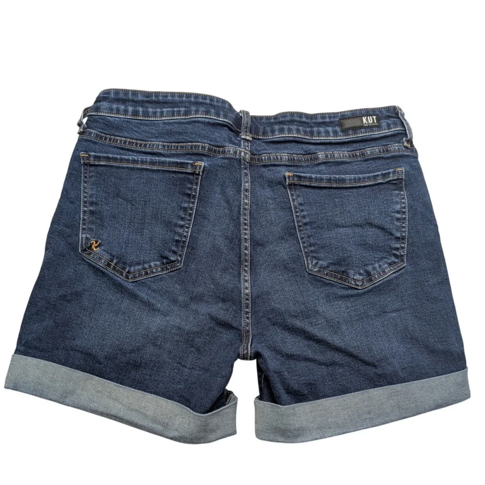 KUT from the Kloth Catherine Boyfriend Shorts Womens 12 Dark Wash Distressed